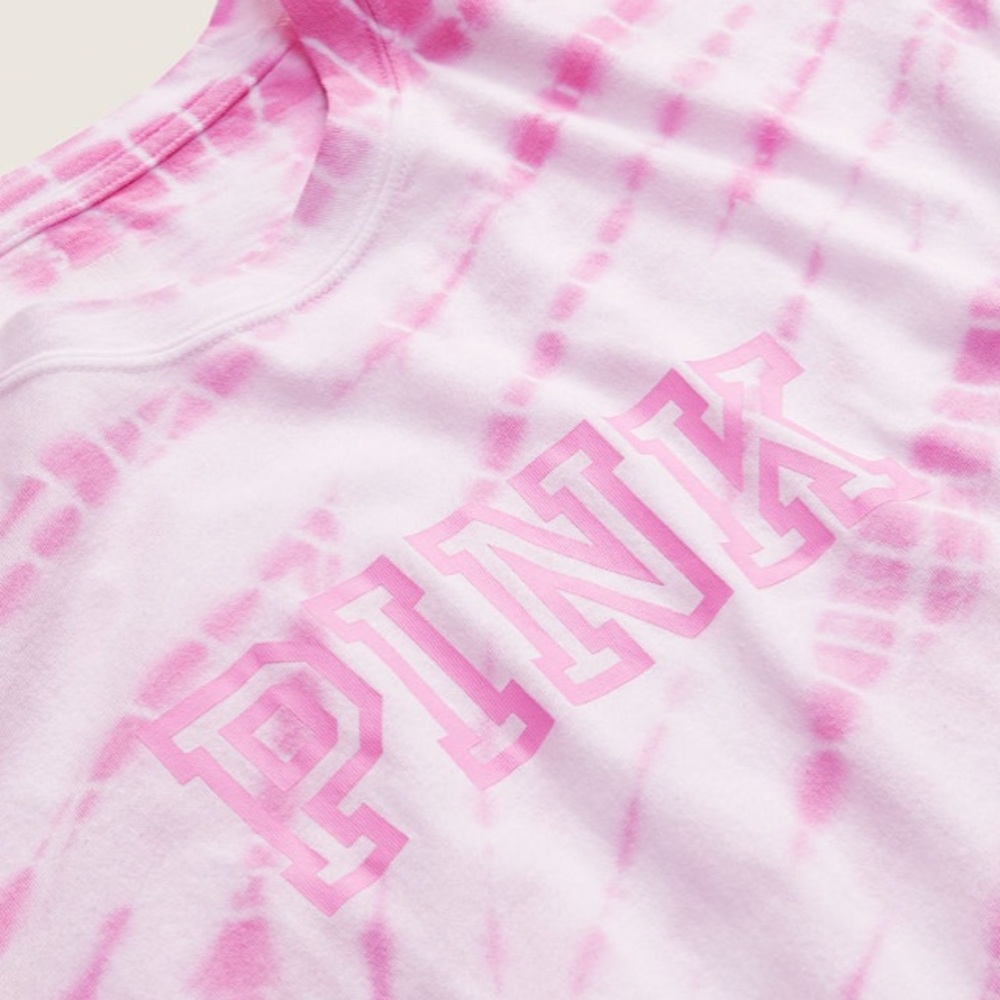 VS VICTORIAS SECRET PINK CAMPUS LONG SLEEVE TEE TOP NEON BUBBLE TIE DYE L - Picture 6 of 7